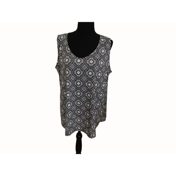 Catherines Womens Tank Top Black & White Petite 1x 18/20WP - Picture 2 of 8
